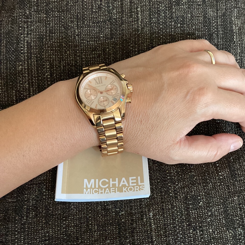 Rose GoldTone Metal Clasp Michael Michael Kors Analog Watch WDate  Booklet